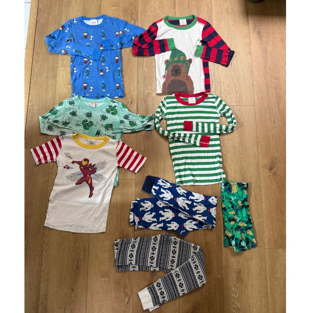 Hanna Andersson Pajamas Kids Size 10 Multicolor Peanuts Marvel Holiday 8pc Lot